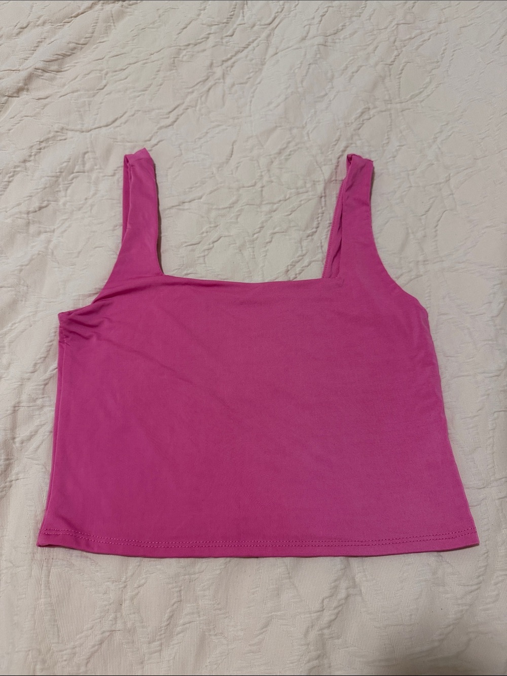 Women's Square Neck Crop Tank Top - Pink